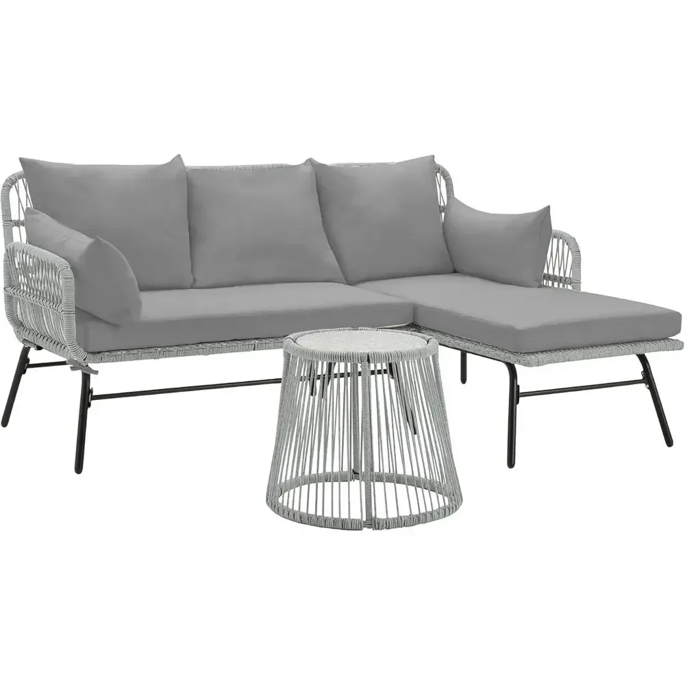 Outdoor Furniture L Shape - Gray L-Shaped Sectional Patio Furniture Set