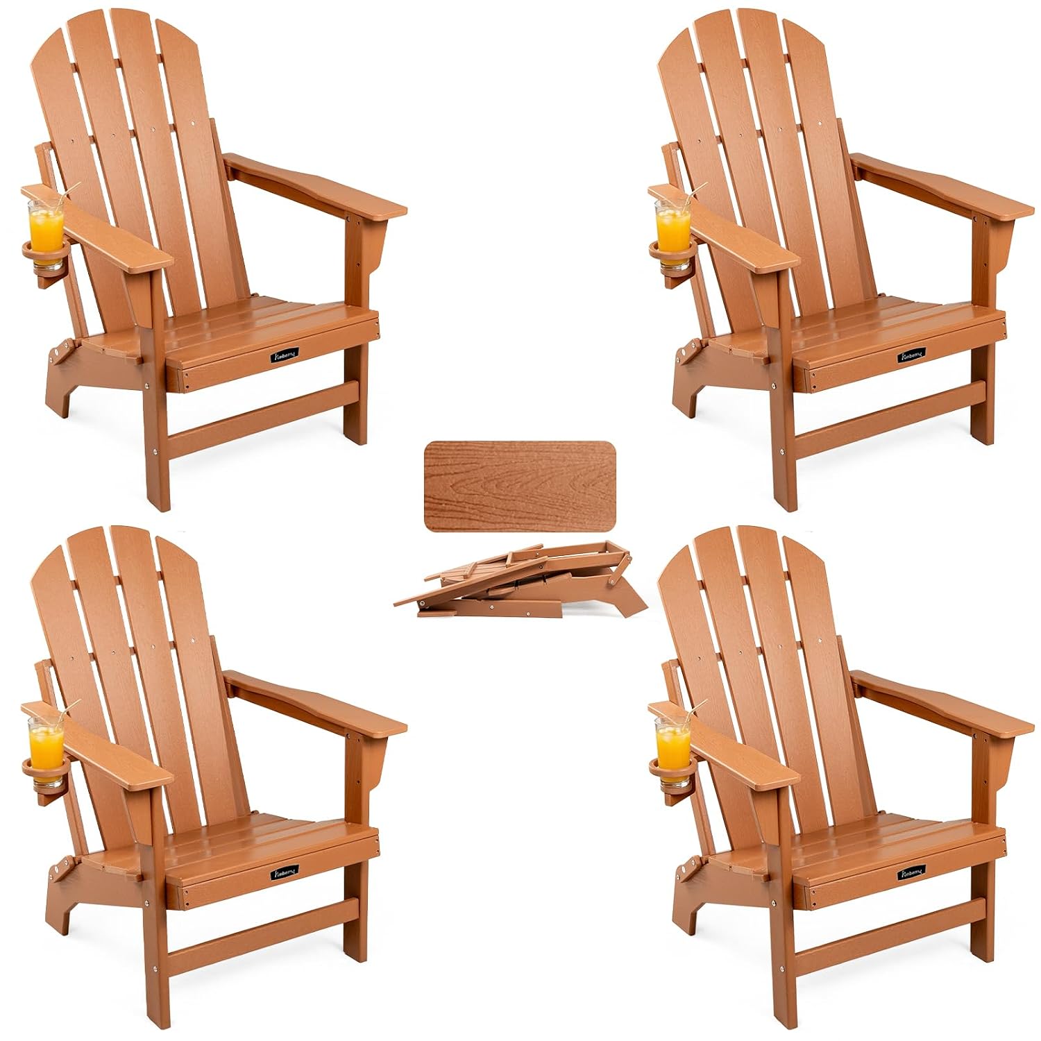 Adirondack Chair Wood - Oversized Folding Adirondack Chair 4PCS, 400LBS