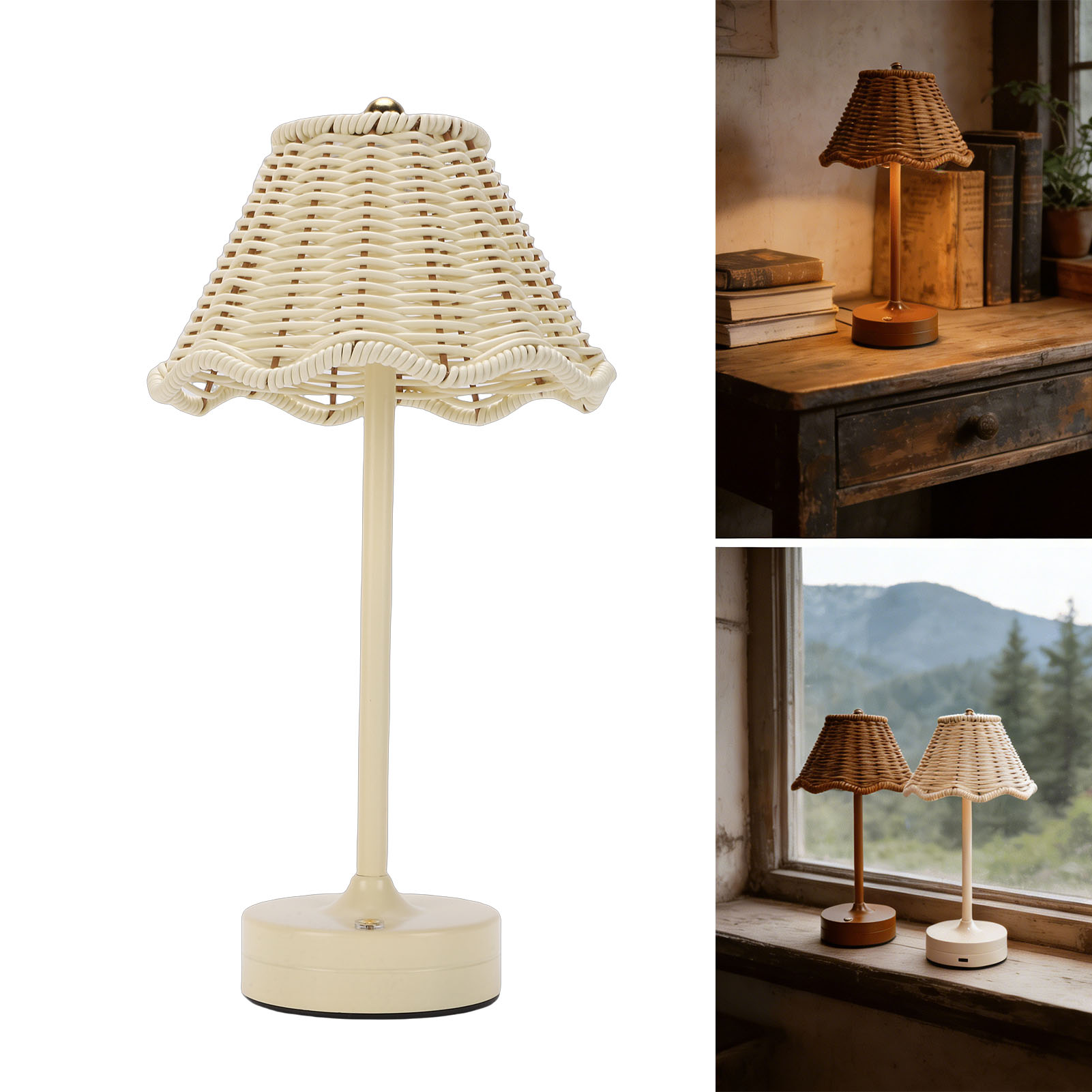 Outdoor Furniture Vintage - LED Vintage Rattan Table Lamp 3