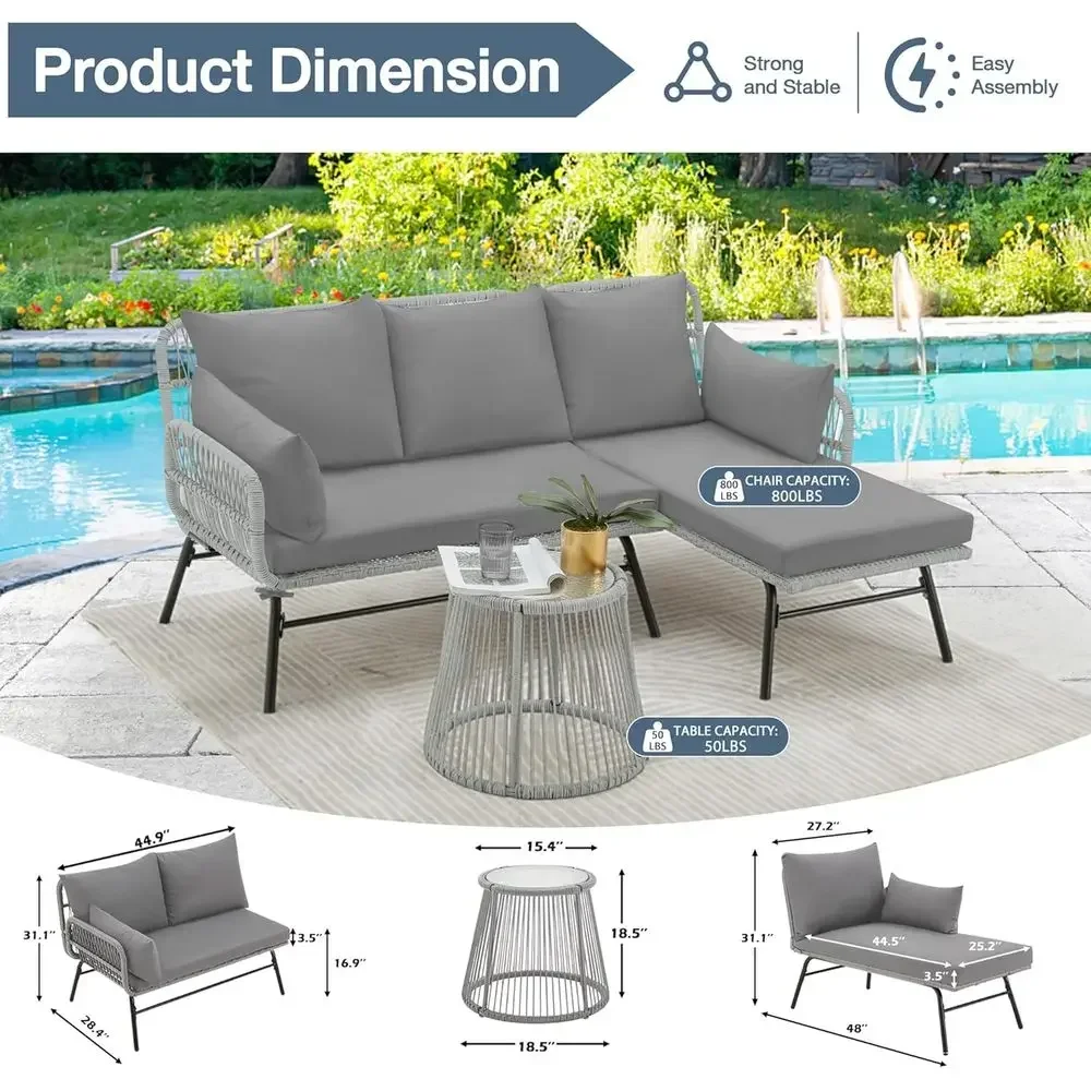 Gray L-Shaped Sectional Patio  - Outdoor Furniture L Shape ulasan dan harga