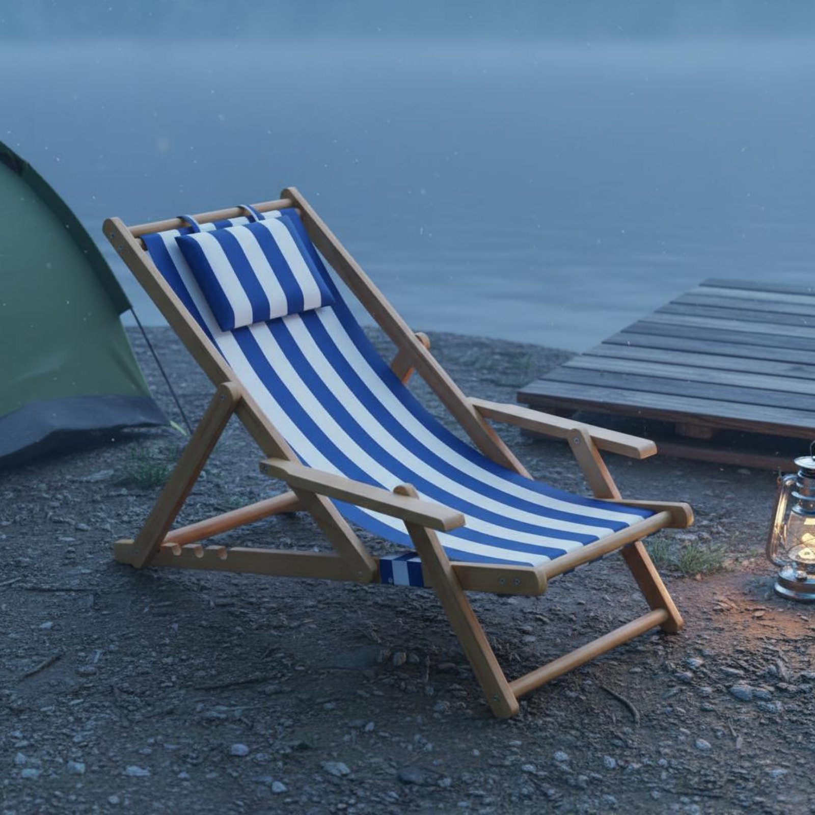 Canvas Beach Lounger Reclining - Deck Chair Lounger ulasan dan harga