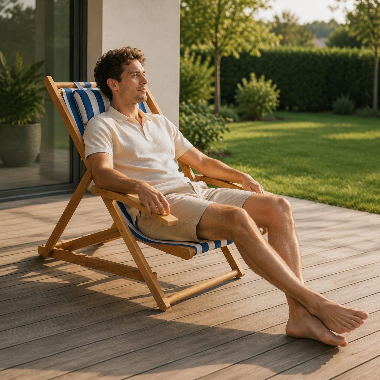 Canvas Beach Lounger Reclining - Deck Chair Lounger ulasan dan harga