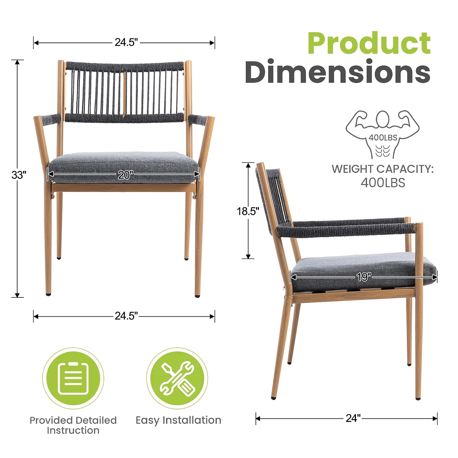 Outdoor Dining Chair Rope Back - Deck Chair Lounger ulasan dan harga