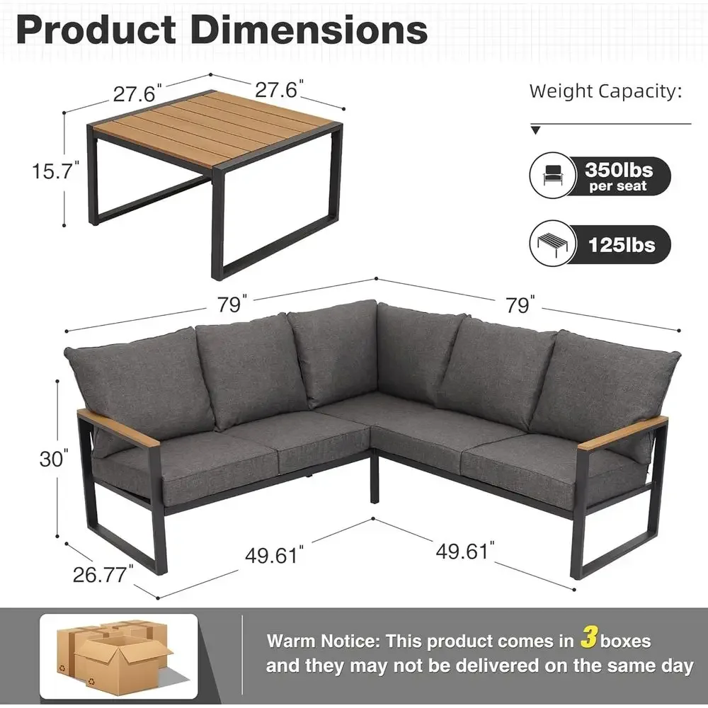 6-Piece Outdoor Sectional Sofa - Outdoor Furniture L Shape ulasan dan harga