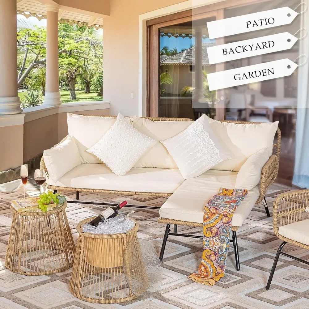 A 3/4/5 Piece Boho Outdoor Pat - Outdoor Furniture L Shape ulasan dan harga