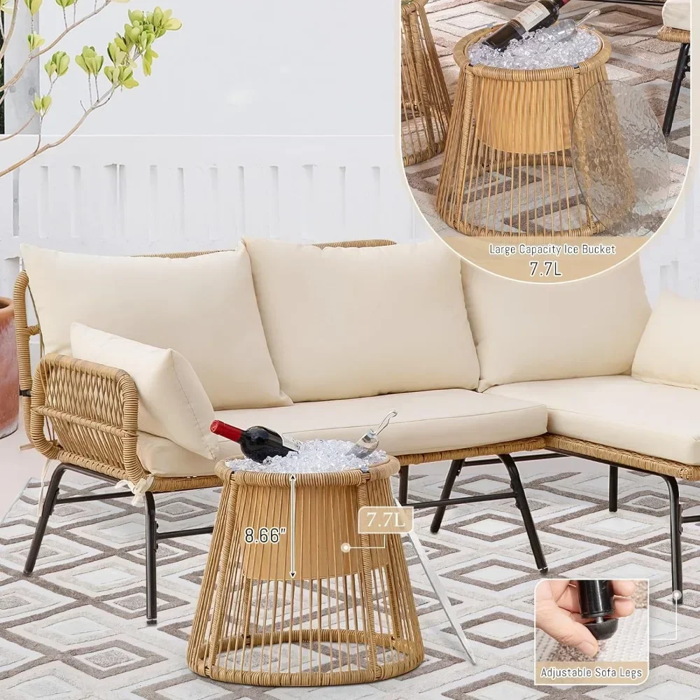 A 3/4/5 Piece Boho Outdoor Pat - Outdoor Furniture L Shape ulasan dan harga