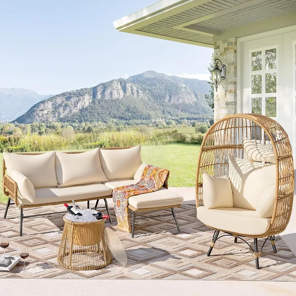 A 3/4/5 Piece Boho Outdoor Pat - Outdoor Furniture L Shape ulasan dan harga