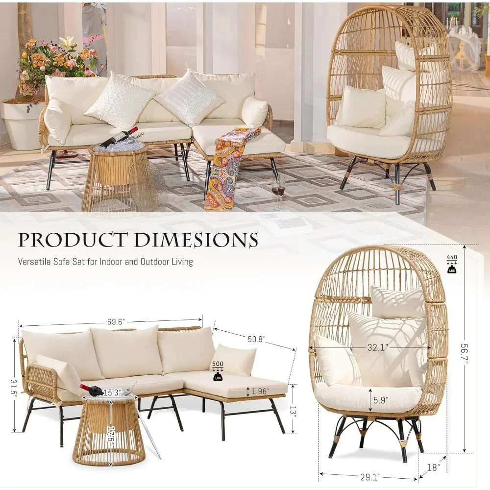 A 3/4/5 Piece Boho Outdoor Pat - Outdoor Furniture L Shape ulasan dan harga