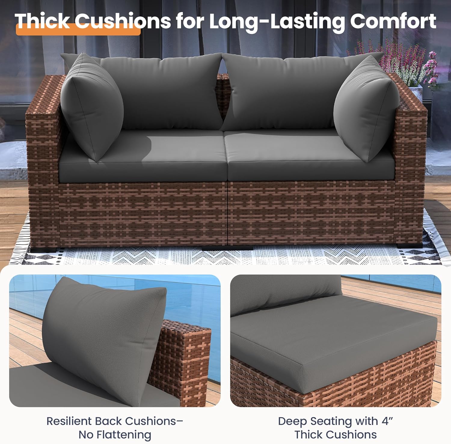 5-Piece Outdoor Sectional Sofa - Outdoor Furniture Set With Fire Pit ulasan dan harga