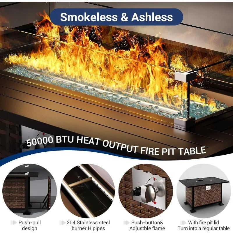 A Furniture Set with Fire Pit  - Outdoor Furniture Set With Fire Pit ulasan dan harga