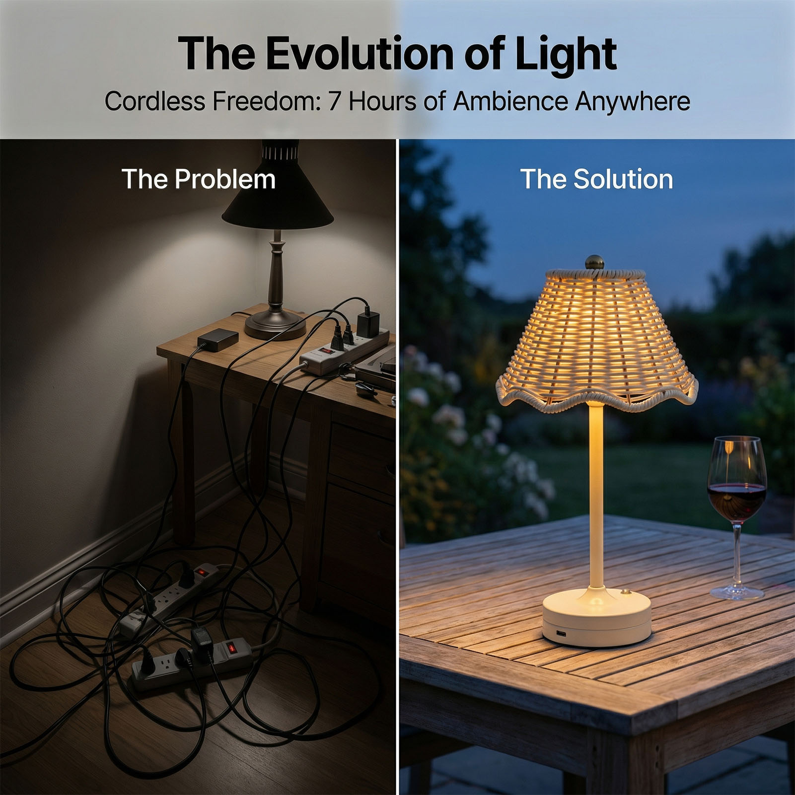 LED Vintage Rattan Table Lamp  - Outdoor Furniture Vintage ulasan dan harga