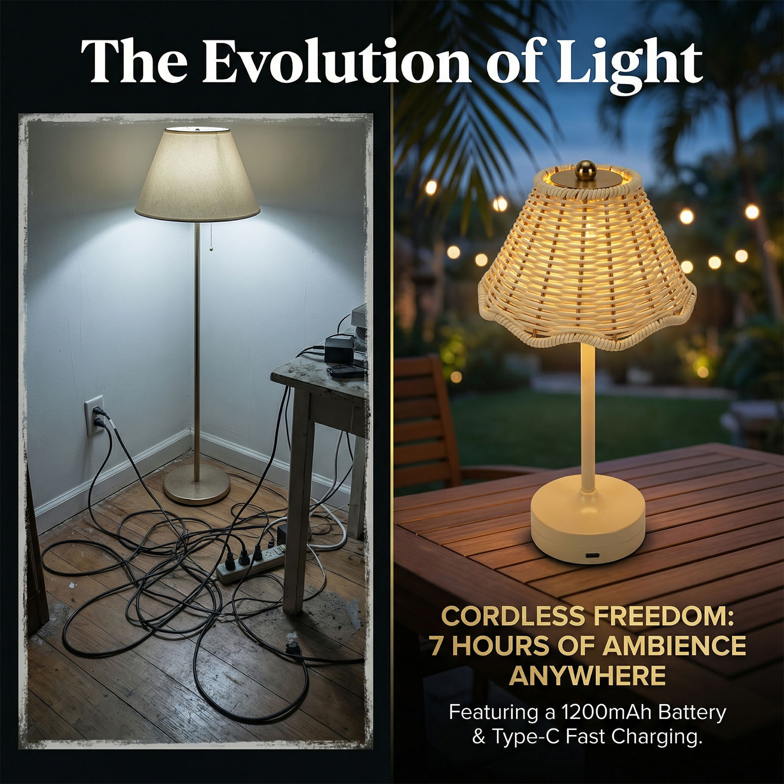 LED Vintage Rattan Table Lamp  - Outdoor Furniture Vintage ulasan dan harga
