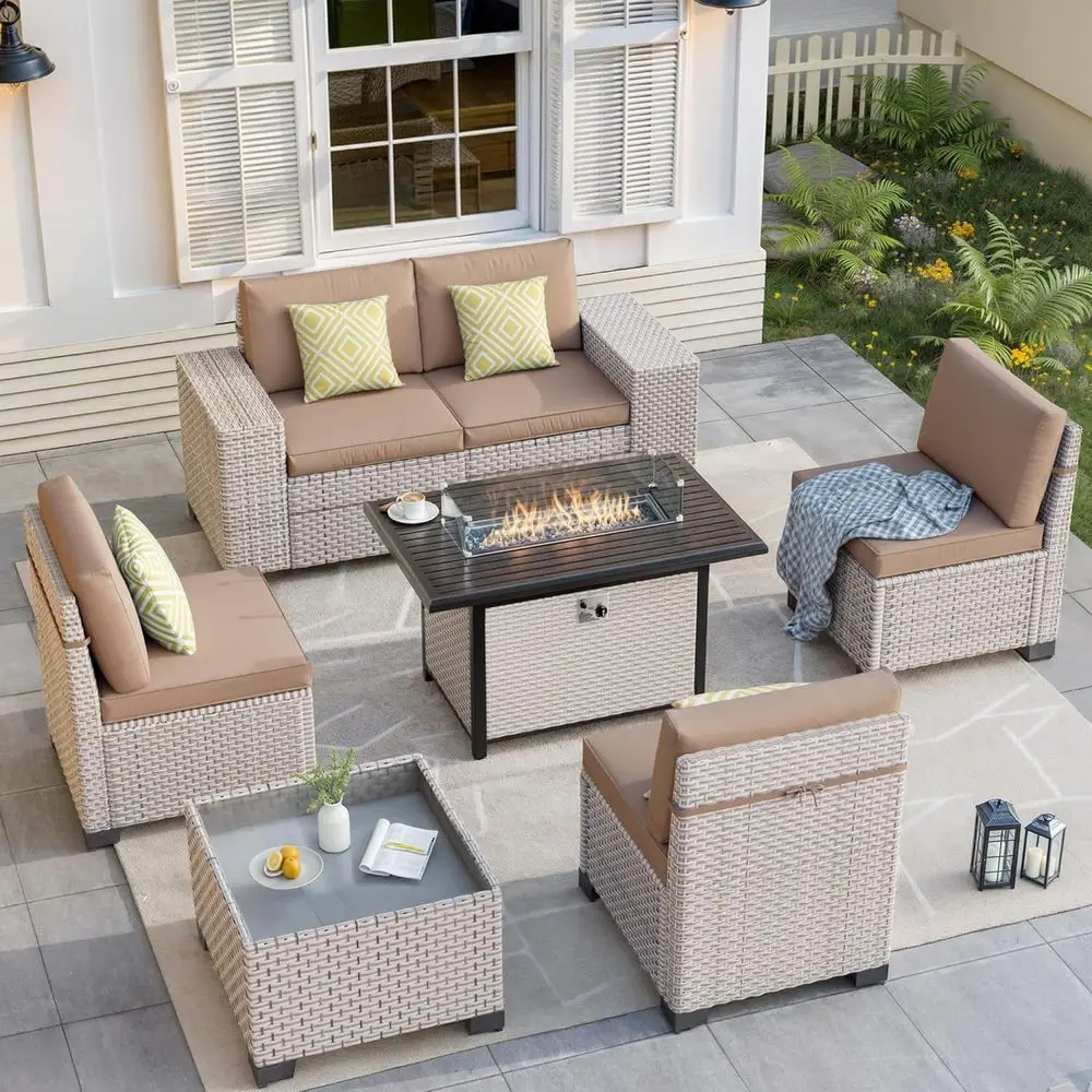 7-Piece Outdoor Patio Furnitur - Outdoor Furniture Set With Fire Pit ulasan dan harga