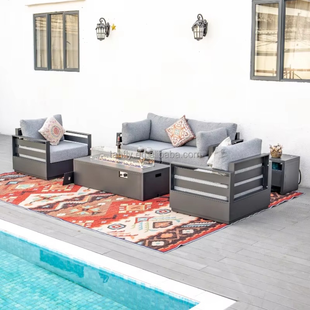 Villa Hotel Outdoor Furniture  - Outdoor Furniture Set With Fire Pit ulasan dan harga