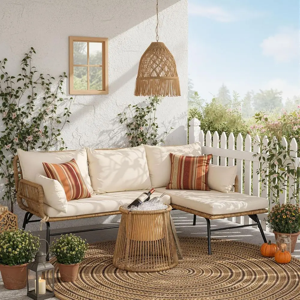 Boho-Style Patio Furniture Set - Outdoor Furniture L Shape ulasan dan harga