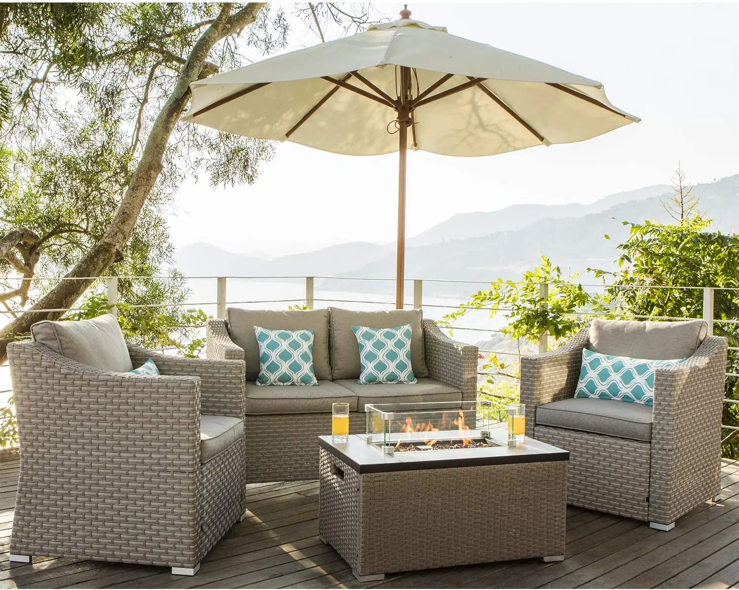 -Outdoor Furniture 5-Piece Wic - Outdoor Furniture Set With Fire Pit ulasan dan harga