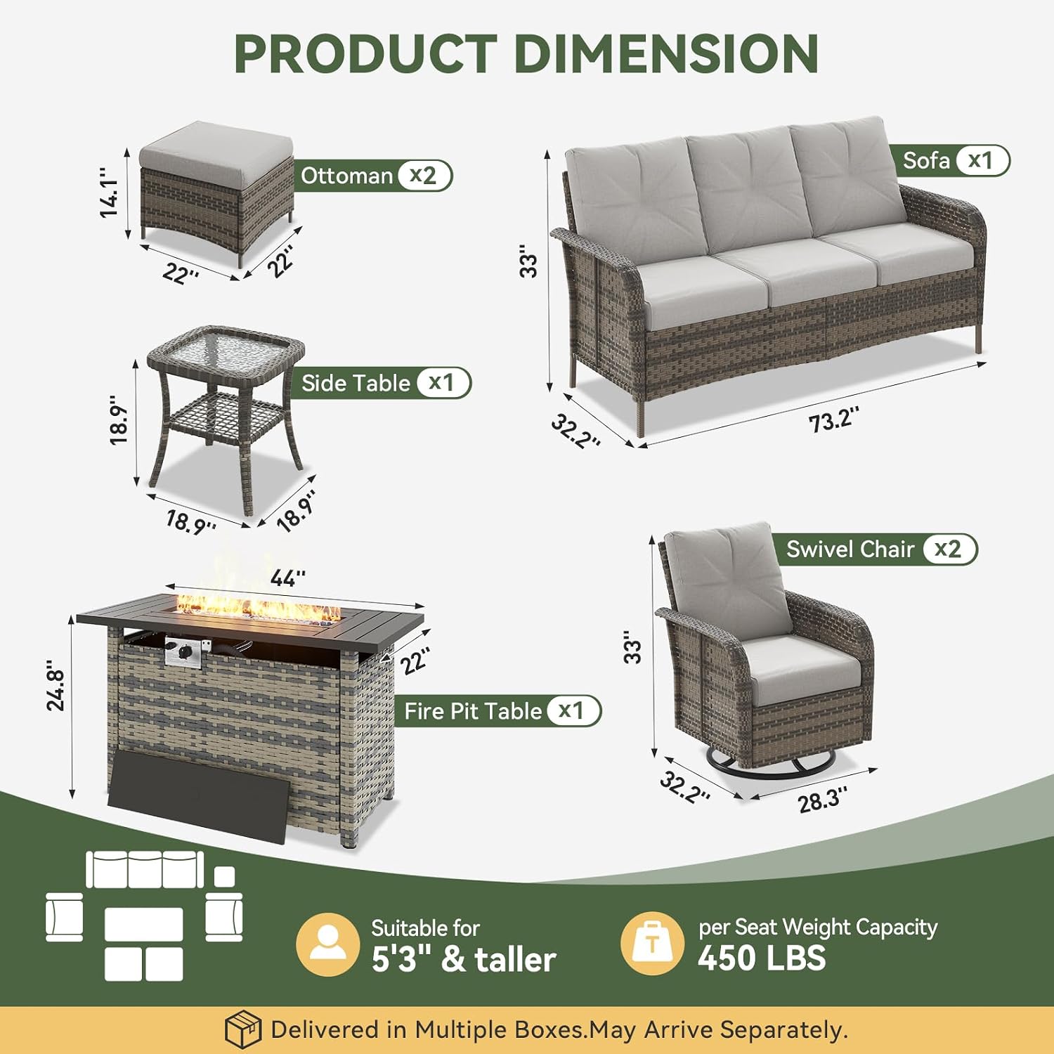 7-Piece Wicker Patio Set with  - Outdoor Furniture Set With Fire Pit ulasan dan harga