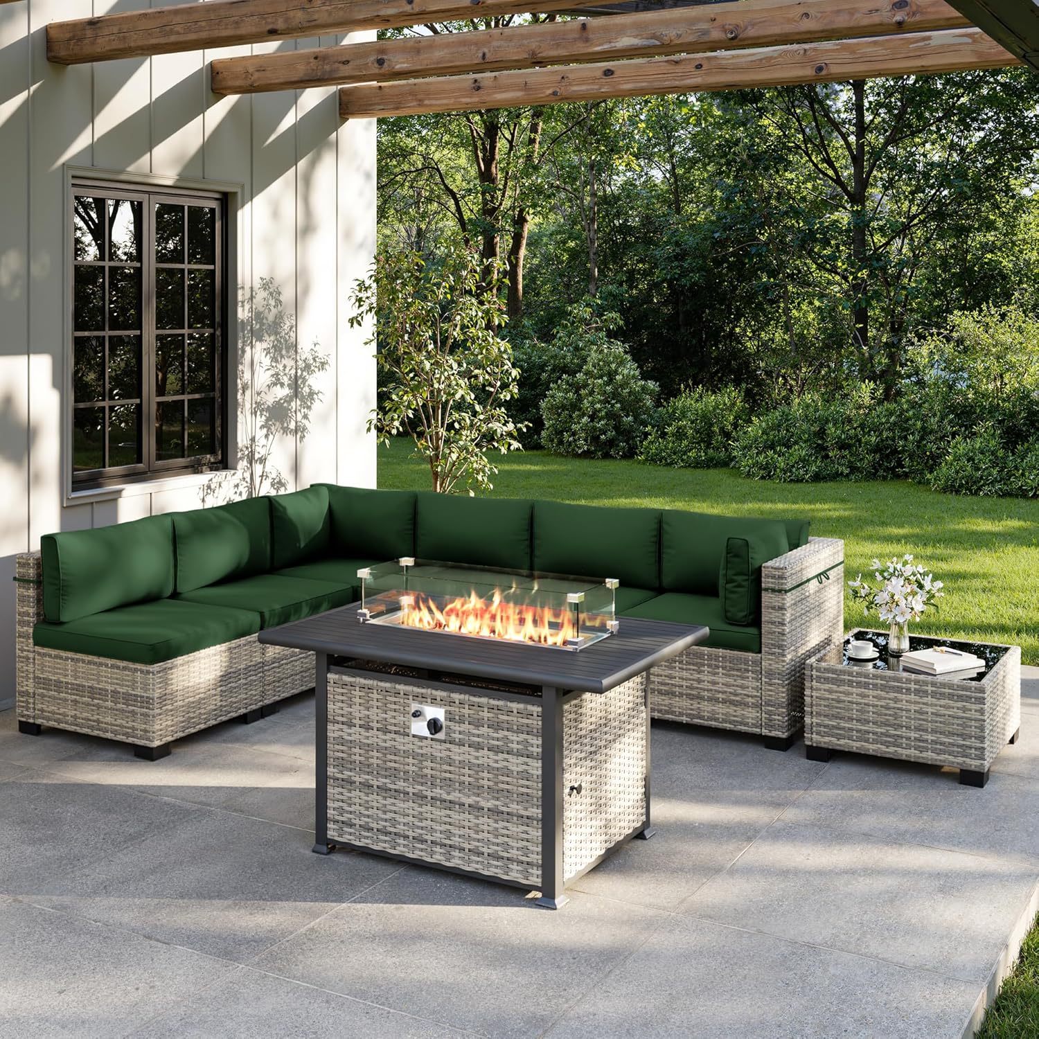 8-Piece Outdoor Patio Furnitur - Outdoor Furniture Set With Fire Pit ulasan dan harga